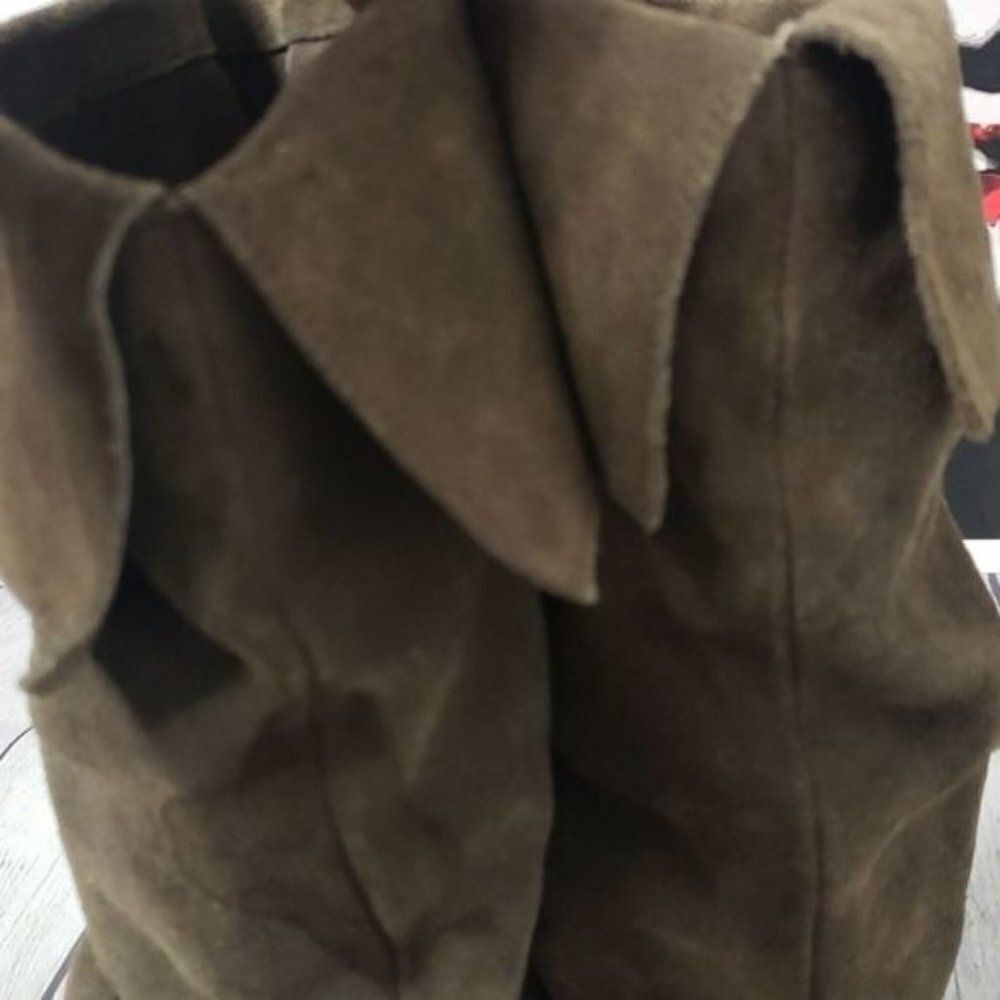 Y2K Vintage Boho Brown Suede Flat Knee High Boots Bakers - Picture 9 of 9